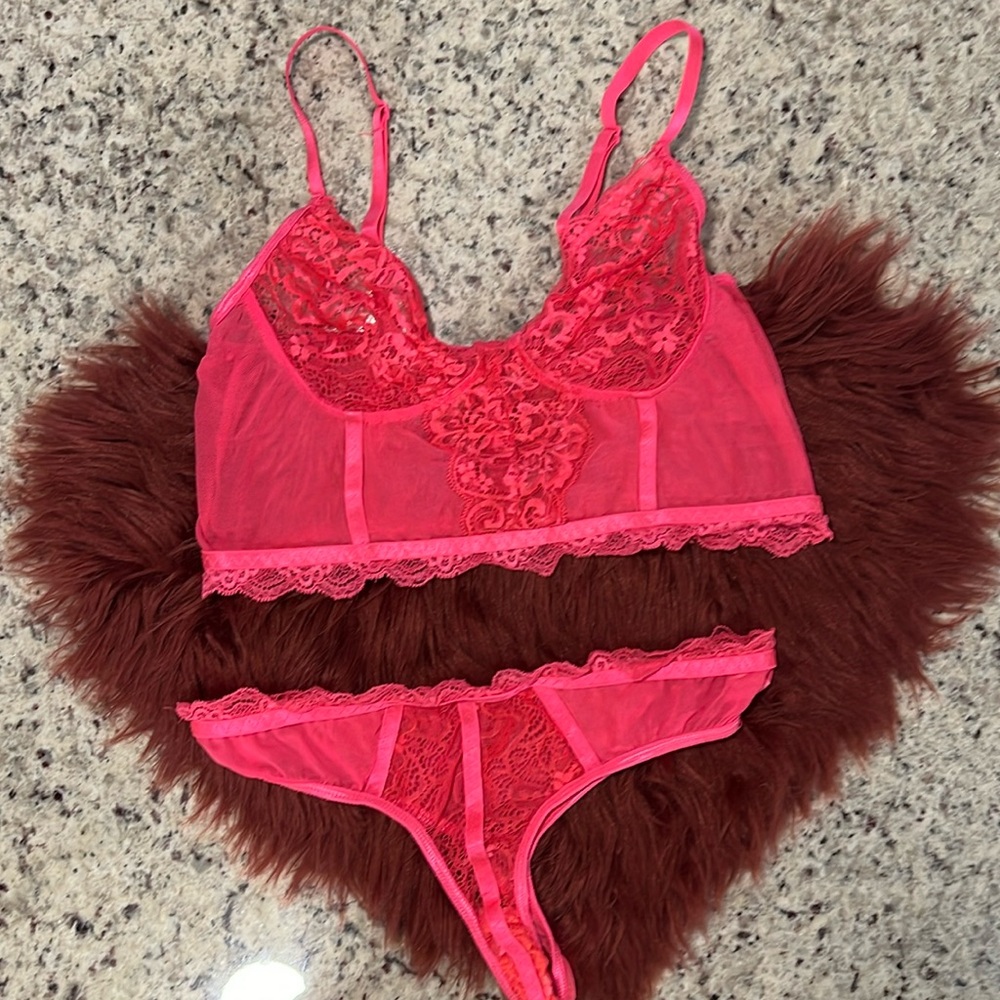 Hot Pink Lingerie Bralettes Set (M)